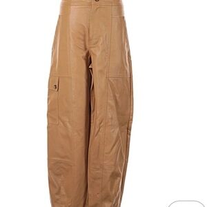 Anthropologie Peanut Butter Faux Leather Barrel Cargo Pants Size 4